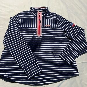 Vineyard Vines Navy and White Striped 1/4 Zip Sweater